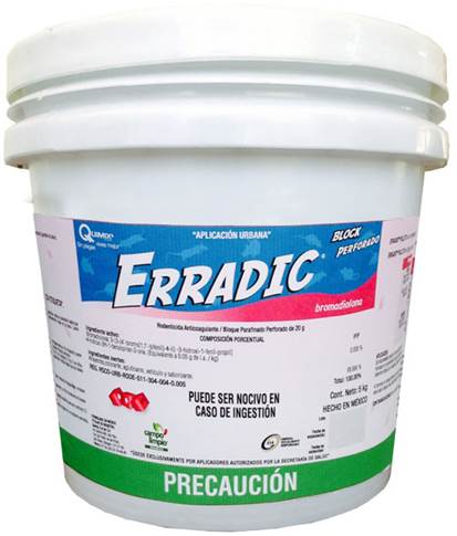 ERRADIC BLOCK PARAFINADO PERFORADO Bromadiolona 0.005% 5 kg