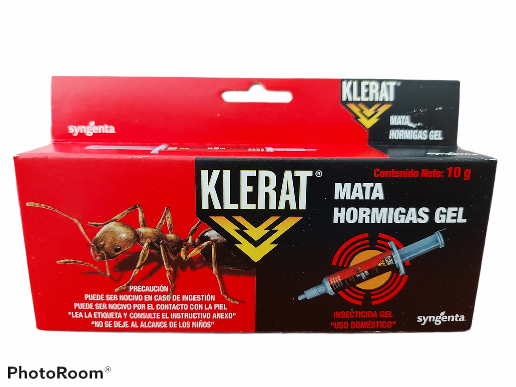 KLERAT Mata Hormigas Insecticida Gel Uso Doméstico Jeringa 10 grs Tiametoxam .01%